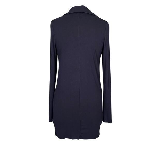 Free People Tessa Drape Neck Collared Dress Womens Small Black Mini Long Sleeve - Picture 3 of 11